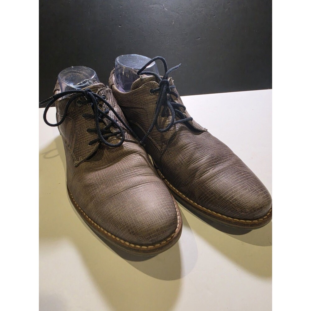 Bullboxer Stylos Grey Textured Leather Suede Shoes Mens 10 EUR 43 Made Portugal